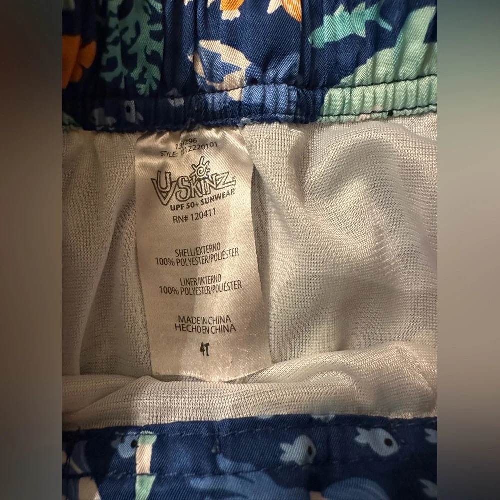 UV Skinz Blue Shark Swim Trunks Toddler Boys Size 4T
